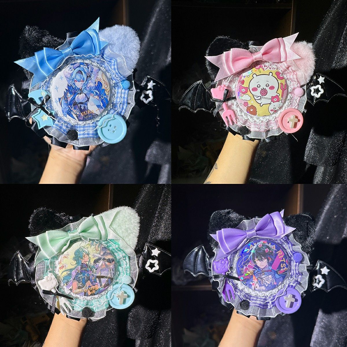 Handmade Demon Cat Feast Badge Holder – Ita Bag Decoration Base for 2.28-2.95 inch (58mm-75mm) Badges